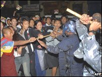 Police and Tibetans clash in Kathmandu on Friday